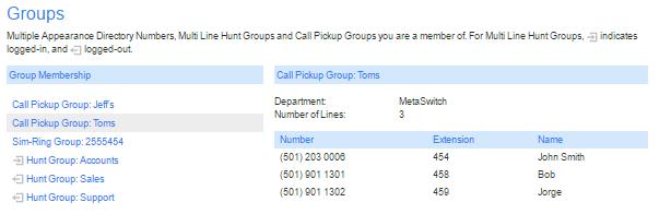 12.2 Call Pickup Groups 12.2.1 Viewing Call Pickup Groups If your phone line is in a Call Pickup Group then there will be an entry in the Group Membership section called Call Pickup Group: name.