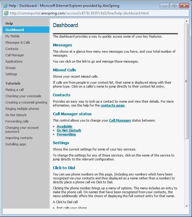 Figure 3: CommPortal Help 8.5 Refreshing a page 8.