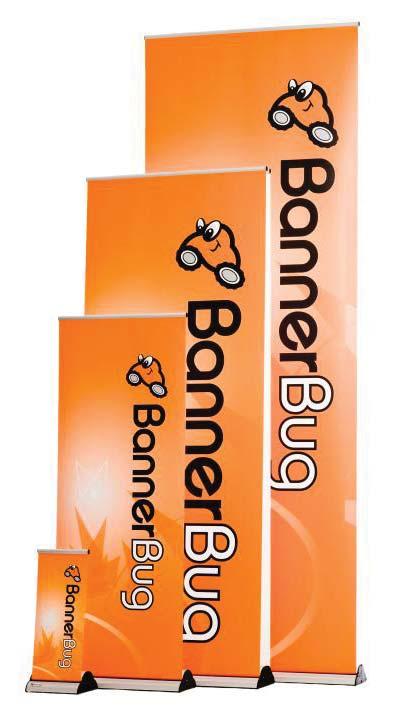 Banner Bug Available as a single or double-sided display, the top-selling Banner Bug comes in a range of sizes, from the pint-sized Desk Bug to the 9-1/2 Giant Bug.