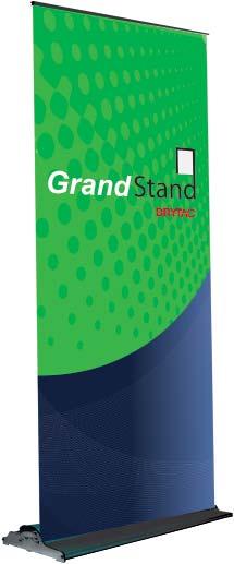 The GrandStand A mid-range roll-up system, The GrandStand can withstand the rigors of exhibitions without folding under the pressure.
