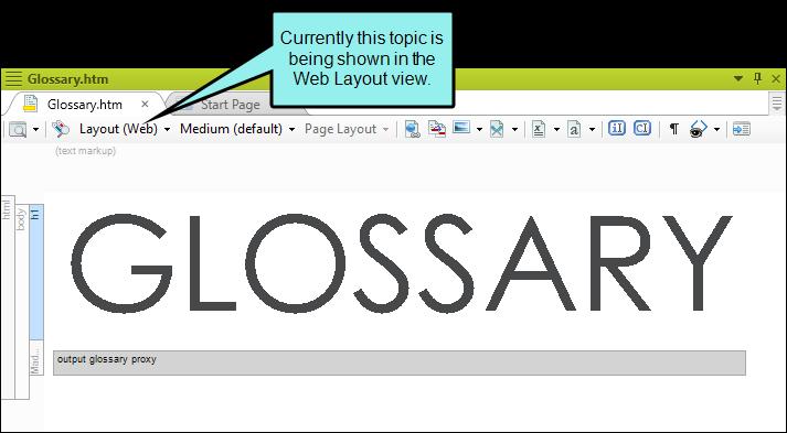 EXAMPLE Let's say you've created a topic designed to display your generated glossary in printbased outputs.