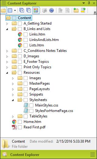 Separate Files for Topic-based Authoring Each topic is a separate XHTML file with an.htm extension. This enables you to take advantage of topic-based authoring.