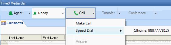 Processing Calls Dialing Calls Otherwise, follow these steps. 1 In the Call menu, select Make Call. 2 Check Speed Dials, and select a number in the list.