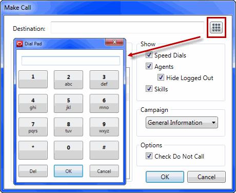 Processing Calls Making Conference Calls 3 Enter the phone number by using the keypad or your keyboard, and click OK. 4 If appropriate, select a campaign, Check Do Not Call, and click OK.
