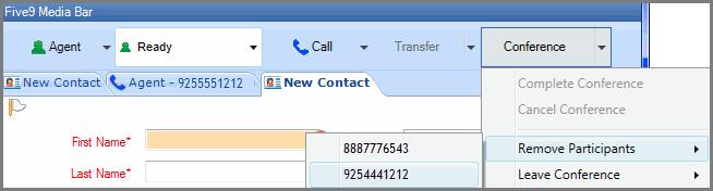 Processing Calls Transferring Calls Leaving a Conference For conference calls associated with a campaign, your administrator selects as follows which user must assign a disposition: Agent who