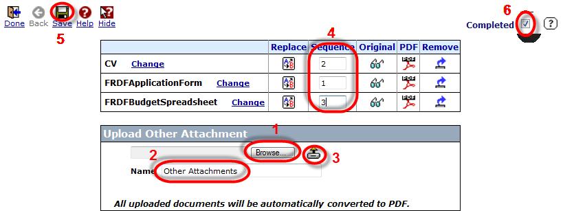 Type in the sequence number of uploaded documents according to your faculty checklist. 5. Click Save. 6.