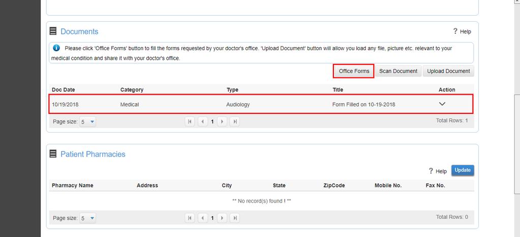 Office Forms Your Clinic may have configured some office forms like intake forms, consent forms etc to be available for signatures from self-service.