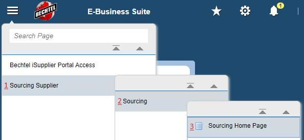 2. Click Assessment Details to view details of the assessment. 1.3 Access through the Sourcing Home Page 1. Access the Sourcing Home Page through the menu icon, located in the left corner of the page.