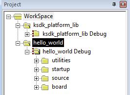 Run a demo using Keil MDK/μVision Figure 17. Workspace view 2. Make the platform library project the active project since the library is required by the demo application to build.