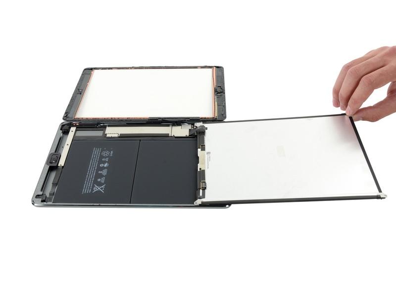 Flip the ipad LCD like a page in a book, lifting near the camera and turning it over the home button end