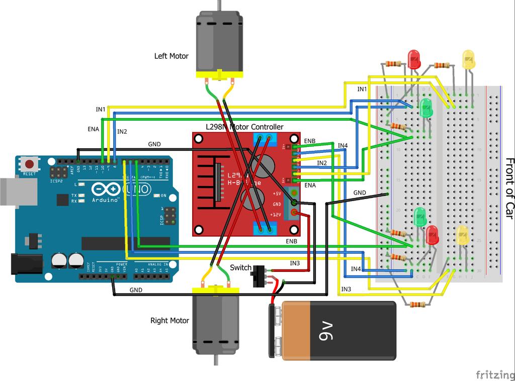The other Motor Controller connections are: Connection Controller Terminals Notes Motor 1 + Out1 (Left Blue Connector Back) Reverse motor connections if Motor 1 - Out2 (Left Blue Connector Front)