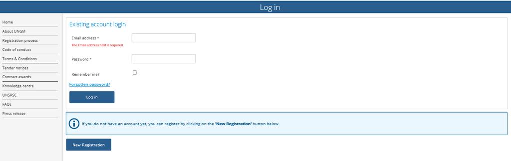 2. LOG-IN TO THE UNGM WEBSITE Once the registration at Basic Level