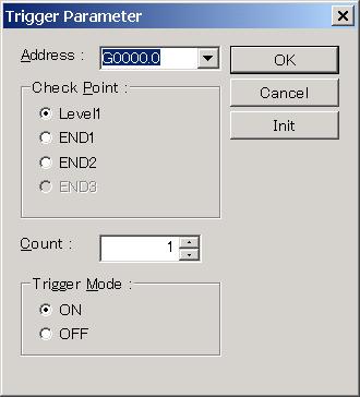 9.DIAGNOSIS B-63484EN/02 9.1.4.4 [Trigger Parameter] screen Fig. 9.1.4.4 Address Set a trigger address. (Symbol input is possible.) Check Point Select a trigger check point.