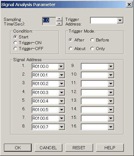 9.DIAGNOSIS B-63484EN/02 9.7.6 [Signal Analysis Parameter] Screen Fig. 9.7.6 Sampling Time Set the maximum sampling time. When the sampling interval is 8 msec, set one to 10 sec (in 0.