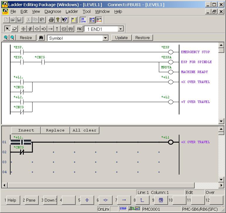 3.CREATING AND EDITING SEQUENCE PROGRAMS B-63484EN/02 2 Press the [Enter] key. (Alternatively, double-click the ladder you want to modify.) Fig. 3.3.1 (b) 3 Modify the ladder on the edit pane.