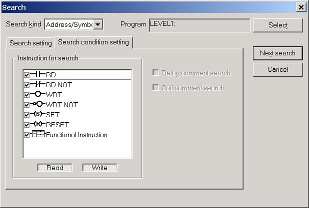 3.CREATING AND EDITING SEQUENCE PROGRAMS B-63484EN/02 2. Select the [Search condition setting] tab.