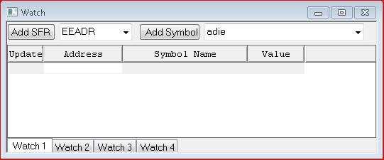 bằng nút bấm Add SFR; chèn thêm vào cửa sổ quan sát các biến xuất hiện trong chương trình bằng nút bấm Add Symbol Quan sát cửa sổ Stack : Vào Menu