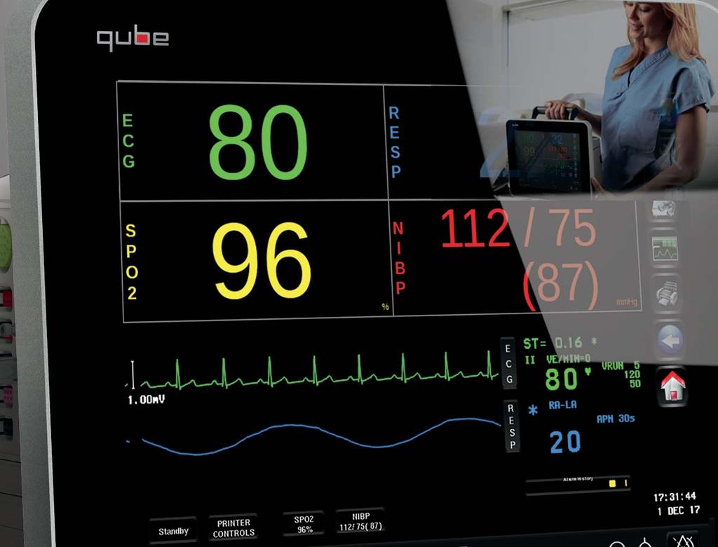 Qube facilitates at-a-glance monitoring with an ultrabright display featuring large numerics.