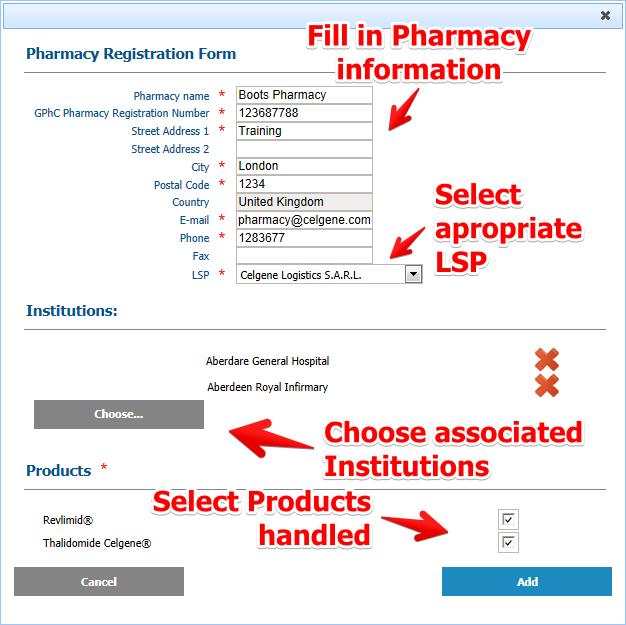 Provider Click the Choose button to open Institutions List and select institutions