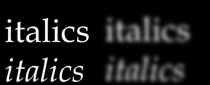 3. Italics Avoid using italics. With some typefaces, the italic letters are different from the regular letters.
