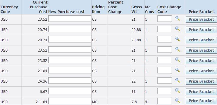 18. Once you put in a new purchase cost the Percent Cost Change field will
