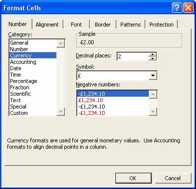 PAGE 49 - ECDL MODULE 4 (USING MICROSOFT EXCEL XP) - MANUAL Right click to display a pop-up menu, and select Format Cells, to display the Format Cells dialog box.