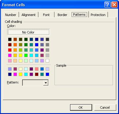 PAGE 52 - ECDL MODULE 4 (USING MICROSOFT EXCEL XP) - MANUAL To change the background colour of a cell range Select the cell or range to which you wish to apply a different background colour.