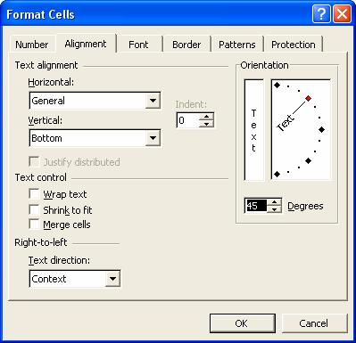 To rotate text to any angle First select the cell(s) to which you wish to apply the rotation formatting.