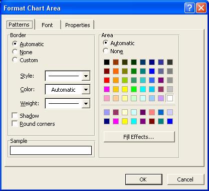 PAGE 62 - ECDL MODULE 4 (USING MICROSOFT EXCEL XP) - MANUAL Select the required background colour, and then click on the OK