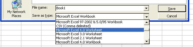 1.6 Save a spreadsheet in another file type such as: text file, HTML, template, software specific file extension, version number.