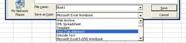 PAGE 8 - ECDL MODULE 4 (USING MICROSOFT EXCEL XP) - MANUAL To save an Excel file as a text file From the File drop down menu, click on the Save As command.