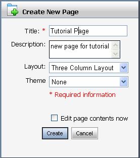The Create New Page dialog displays, as shown in Figure 4-15.