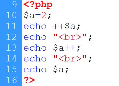 1. Operators in PHP Variable declared Incremented before