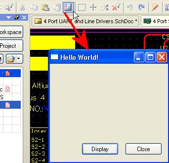Figure 18: Dragging a new script to the Toolbar. 8. You can then click on this new command and the HelloWorld dialog appears.