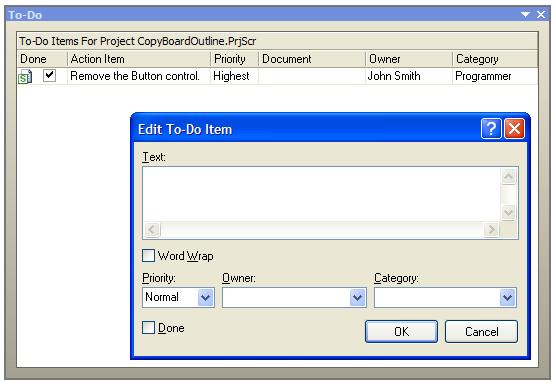 Figure 42: You can use this To-Do panel to add to do items for your projects.