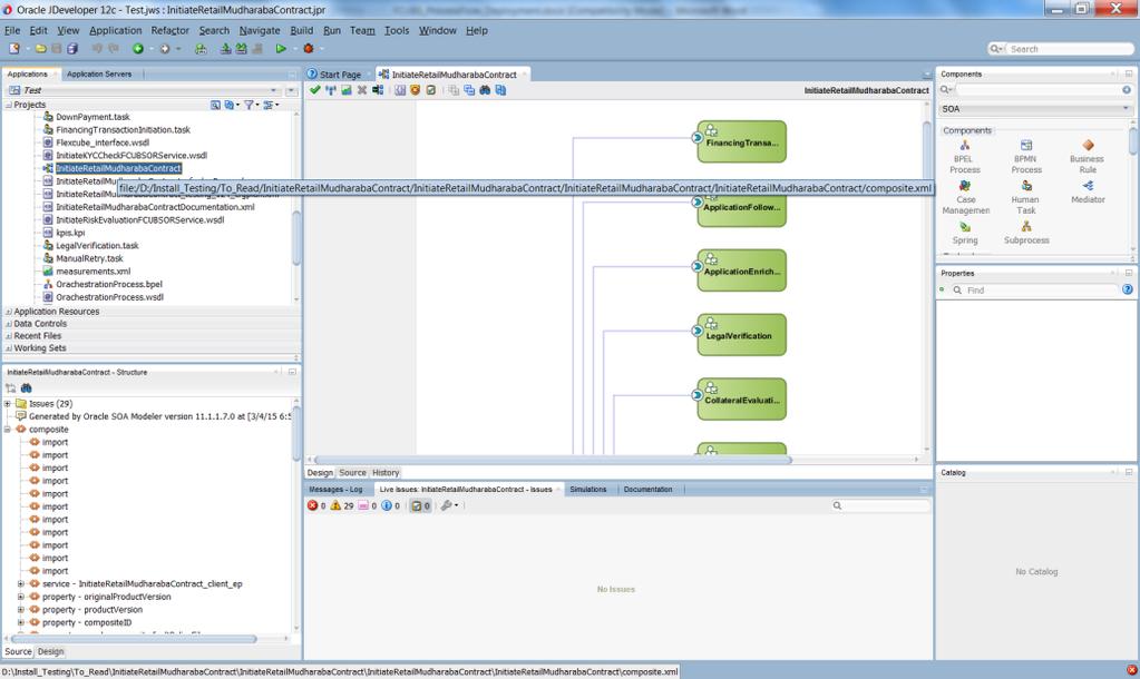 The process flow is loaded into JDeveloper and is displayed as given