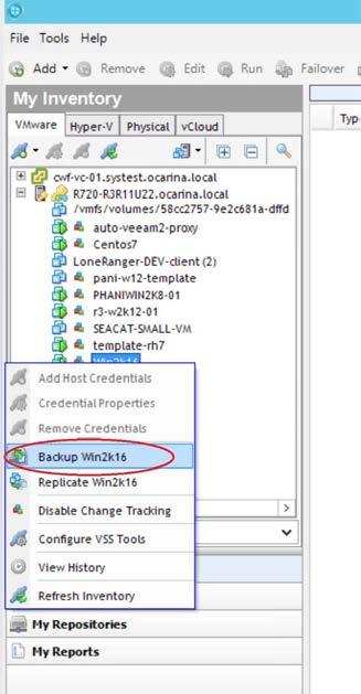 Configuring backup of a machine 1 Navigate to My Inventory,