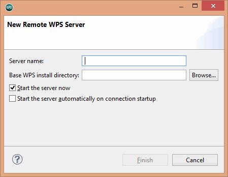 2. In the resulting dialog box, enter a name for the server. This name must be unique across all connections. 3. Enter the path on the remote file-system where WPS is installed.