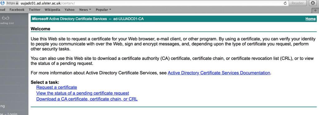 To generate a certificate for home use to connect to the CMS, a certificate must first be created on campus and exported to be installed on an off-campus mac.