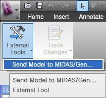 Send Model to midas Gen 1. In order to send the Revit Structure analytical model to midas Gen, click Add Ins > External Tools > Send Model to MIDAS/Gen. 2.