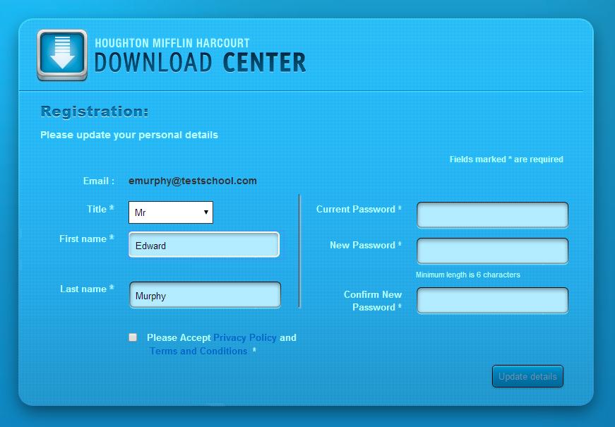 Once you have obtained your username and password, you can log in to the HMH Download Center by doing the following: 1. On the Login page, enter your username into the Username field. 2.