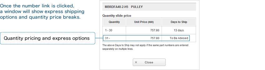 Volume discounts and express shipping options are avaliable by clicking the numbers to the left.