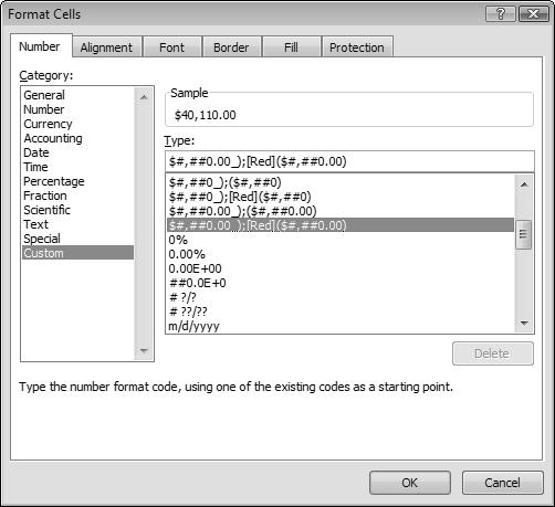 Appendix B: Using Custom Number Formats 737 Creating a Custom Number Format The Custom category on the Number tab of the Format Cells dialog box (see Figure B-1) enables you to create number formats