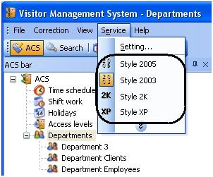 Select the menu item that corresponds to the desired style. This completes the process of configuring the Visitor Management System module's window style.
