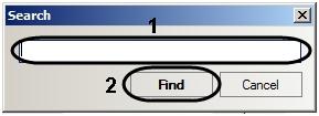 Enter the complete or partial name of a department in the field ( 1). Click the Find button ( 2).