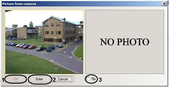 Use the Enter button to capture a picture from the video camera ( 2). The captured frame will be displayed in the right side of the window.