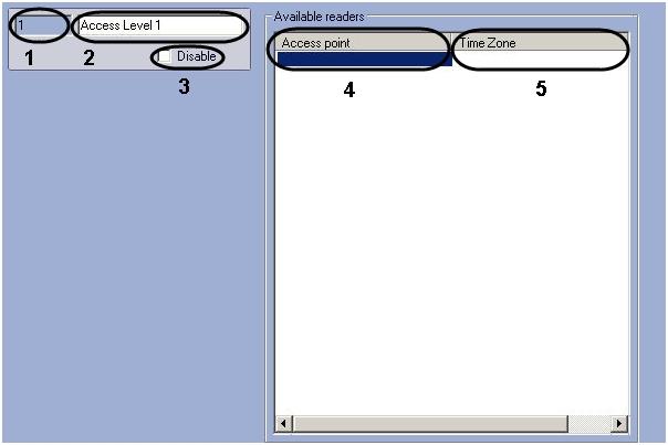 The table gives the description of the Access level object settings.
