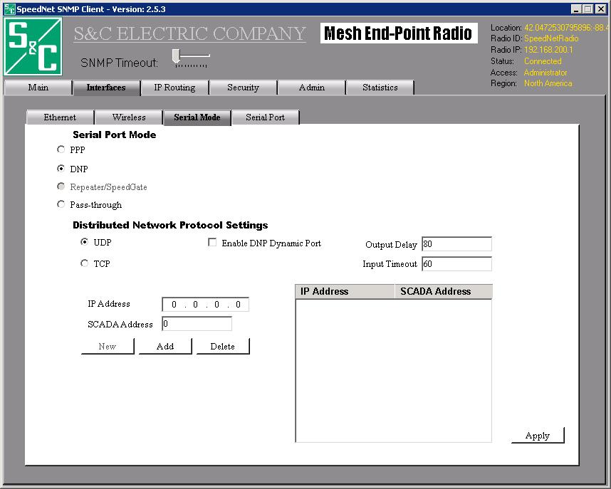 SpeedNet Client Tool Figure 55. Distributed Network Protocol settings.
