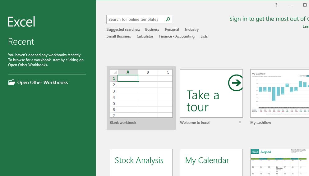Introducing Excel Lesson 1 2 Click Blank workbook to create a new blank workbook. 3 Click the File tab to display the Backstage view. 4 Click the (Back) button to return to the workbook.