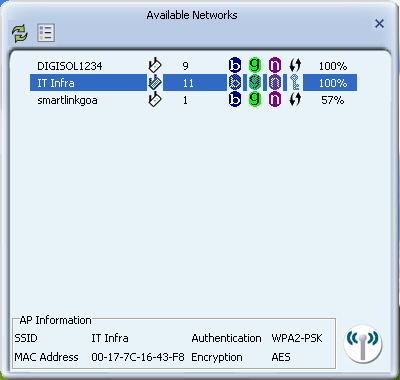 3. In the Available Networks window that appears, select the name of the network to which you are connecting.